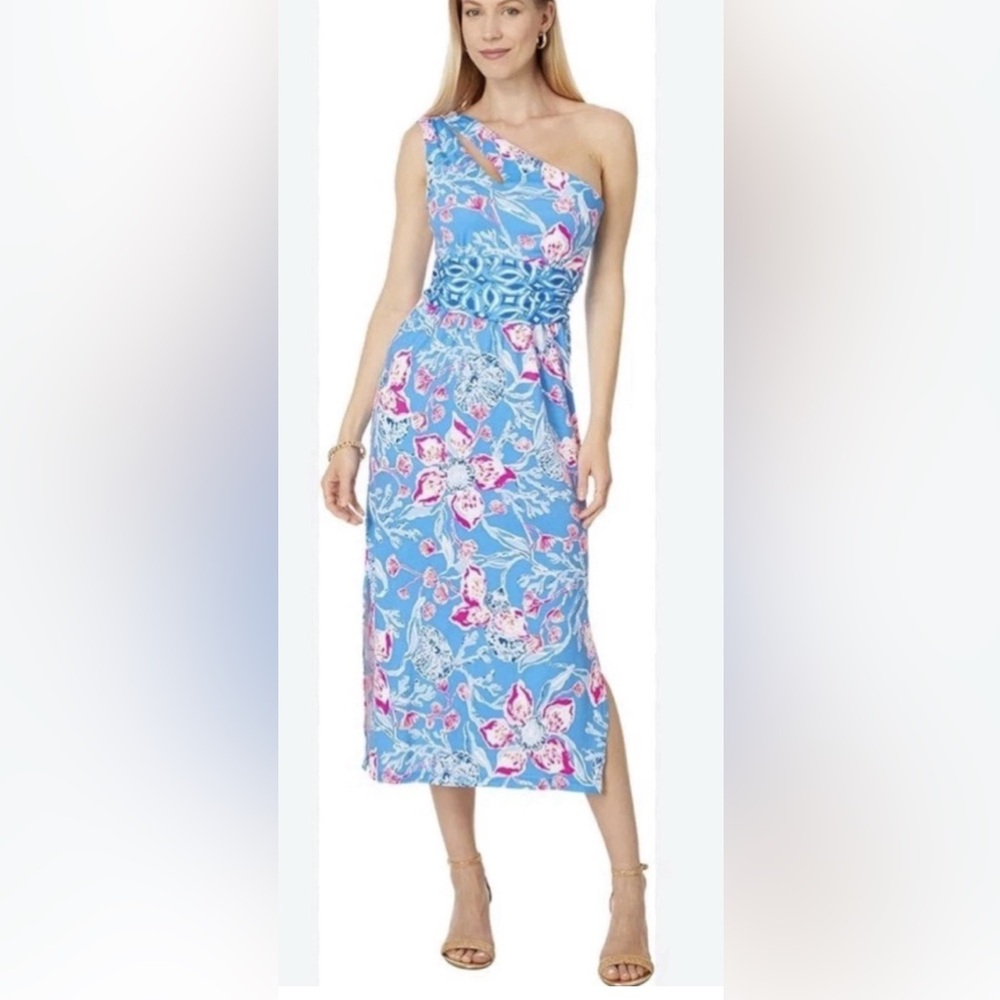 NWT Lilly Pulitzer Helina Midi Dress Bahamian Rhapsody Size Large